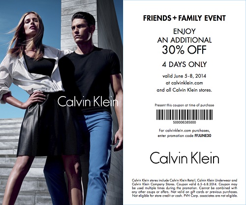 Coupon for: Calvin Klein, Friends & Family event