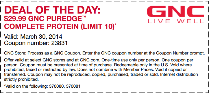 Coupon for: GNC, Deal of the day