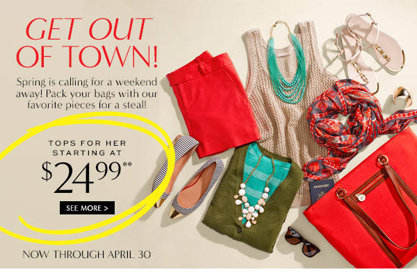 Coupon for: Banana Republic, Weekend Inspiration from $24.99