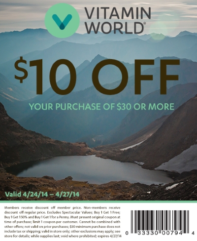 Coupon for: Vitamin World, weekend SALE