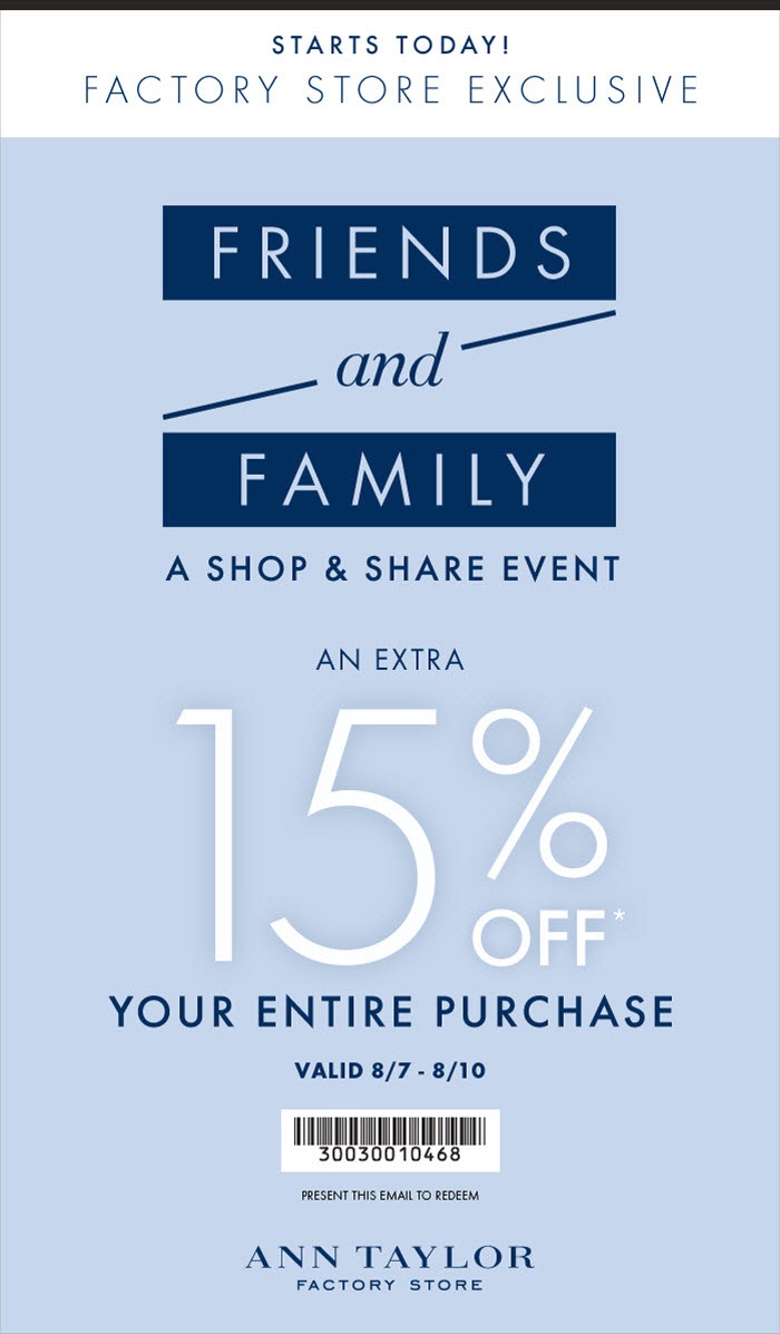 Coupon for: Ann Taylor Factory, exclusive coupon