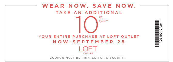 Coupon for: LOFT Outlet, get an additional discount ...