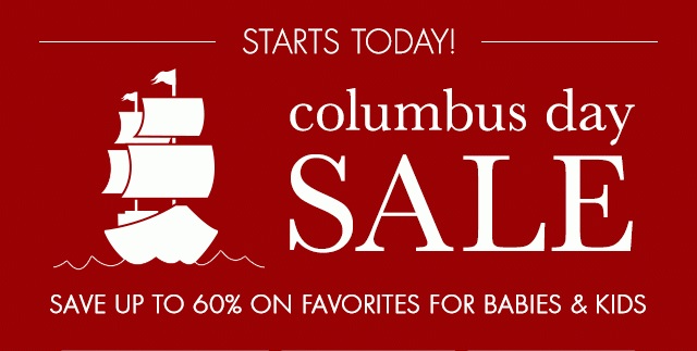 Coupon for: Pottery Barn Kids, Columbus Day SALE event