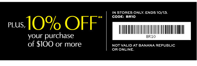 Coupon for: Banana Republic Factory Stores, entire store up to ...