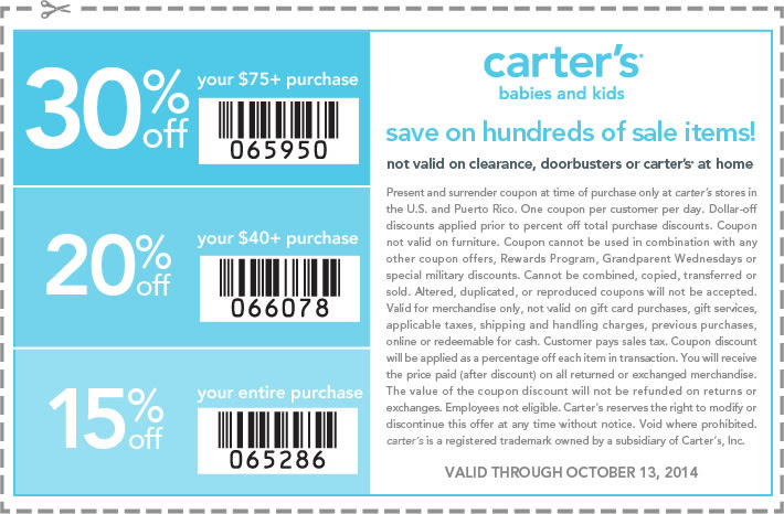 Coupon for: carter's, Columbus Day SALE ...