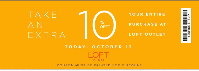 Coupon for: LOFT Outlet, Fall SALE ...