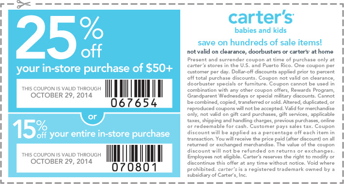 Coupon for: carter's, discount coupon ...