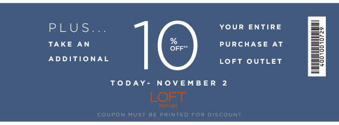 Coupon for: LOFT outlet stores, Extra savings