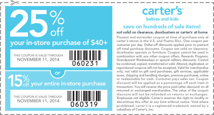 Coupon for: carter's, Veterands Day SALE ...