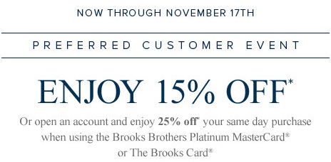 Coupon for: Brooks Brothers, Preferred Customer Event ...