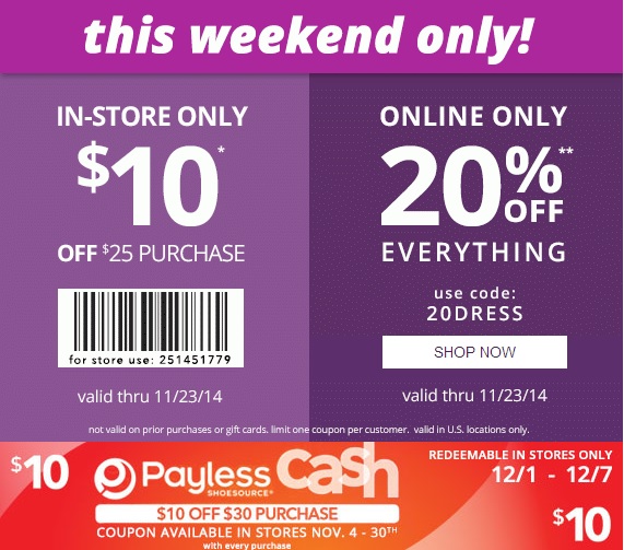 Coupon for: Payless ShoeSource, Last weekend before Black Friday 2014 ...