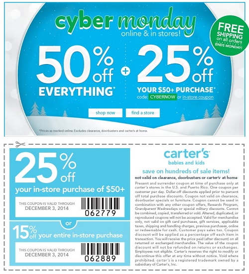 Coupon for: carter's, Cyber Monday SALE has started ...