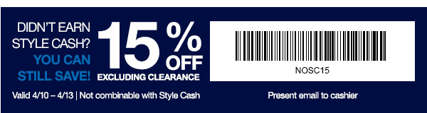 Coupon for: GAP, Redeem your style cash