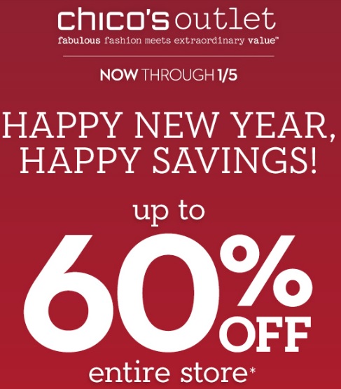 Coupon for: Chico's Outlets, Happy New Savings