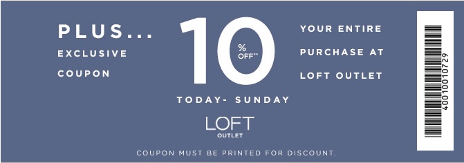 Coupon for: LOFT Outlet Stores, Exclusive SALE coupon