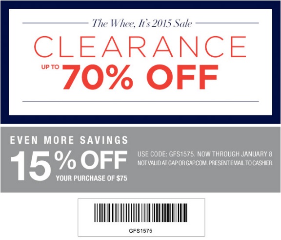 Coupon for: Gap Factory, It's 2015 SALE