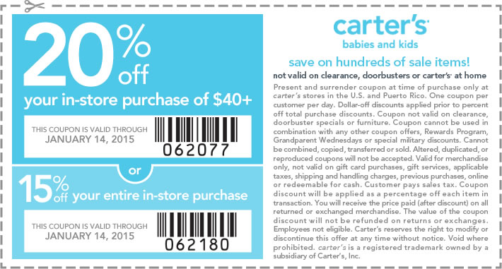 Coupon for: carter's, Super Duper Clearance Event