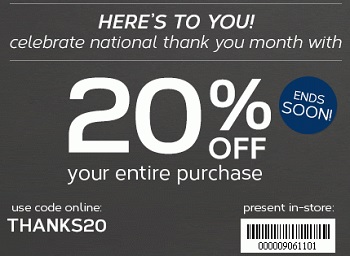 Coupon for: Jockey, celebrate national thank you month with 20% off