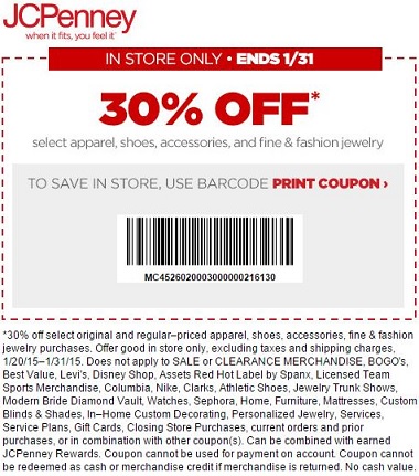 Coupon for: JCPenney, SALE coupon - 30% off