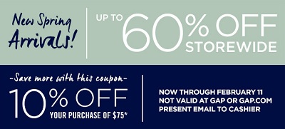 Coupon for: Gap Factory, New arrivals up to 60% off