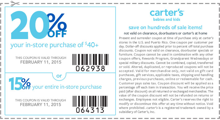 Coupon for: carter's, SALE coupon ...