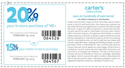 Coupon for: carter's, save with coupon