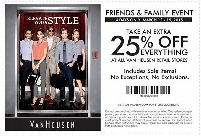 Coupon for: Van Heusen, Friends & Family Event