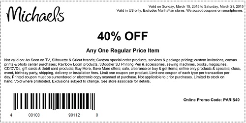 Coupon for: Michaels, Save on one regular-priced item