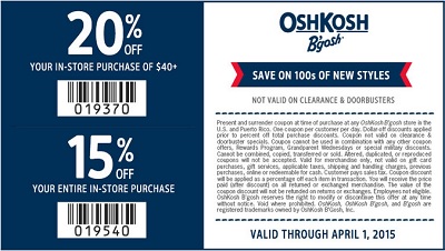 Coupon for: OshKosh B'gosh, Save with Sale coupon