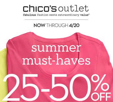 Coupon for: Chico's Outlets, 6 Days to Save on Summer