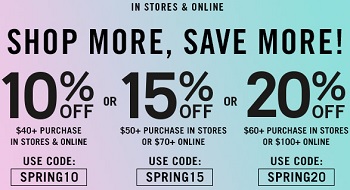 Coupon for: Forever 21, Spend more, save more