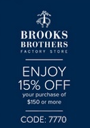 Coupon for: Brooks Brothers Factory Stores at Tanger Outlets & Sale