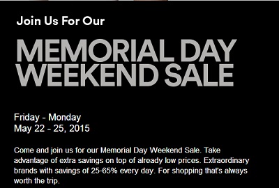 Coupon for: Premium Outlets, Memorial Day Weekend Sale