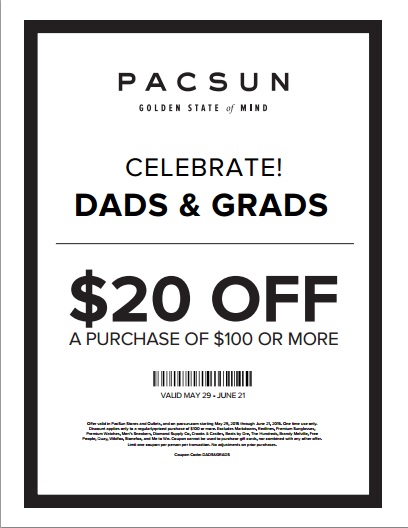 Coupon for: PacSun, Gifts for Grads and Dads