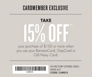 Coupon for: Banana Republic Factory Stores, Exclusive offer for cardmembers