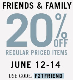 Coupon for: Forever 21, Friends & Family Sale