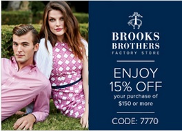 Coupon for: Brooks Brothers Factory Stores, Tanger Outlets