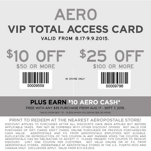 Coupon for: Savings with printable coupon at Aéropostale 