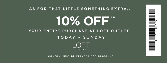 Coupon for: LOFT Outlet Stores, Last day of extra savings ...