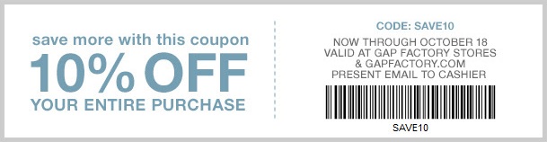 Coupon for: Save more at Gap Factory ...