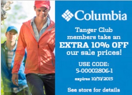 Coupon for: Savings at Columbia Sportswear at Tanger Outlets ...