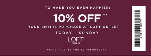 Coupon for: Enjoy extra savings at LOFT Outlet Stores ...