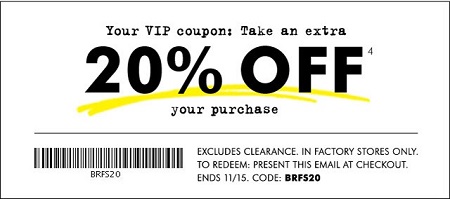 Coupon for: VIP coupon from Banana Republic Factory ...