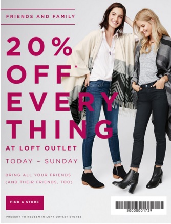 Coupon for: LOFT Outlet Stores, Friends & Family Sale ...