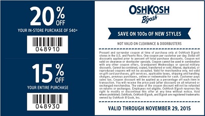 Coupon for: OshKosh B'gosh, Black Friday Doorbusters 2015 ...