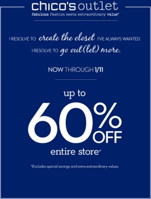 Coupon for: Almost everything is on sale at Chico's Outlets