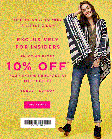 Coupon for: Save with coupon at LOFT Outlet Locations