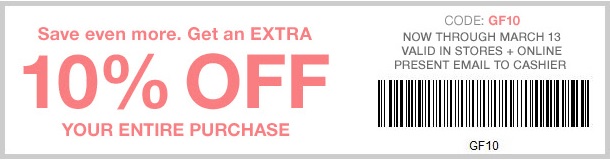 Coupon for: Save with savings pass at Gap Factory locations