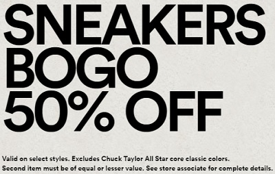 Coupon for: Bogo offer at Converse stores at Premium Outlets