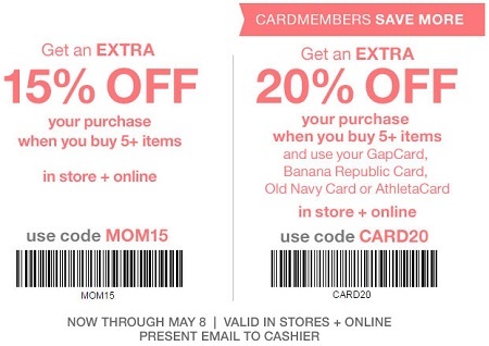 Coupon for: Mother's Day Sale 2016 at Gap Factory